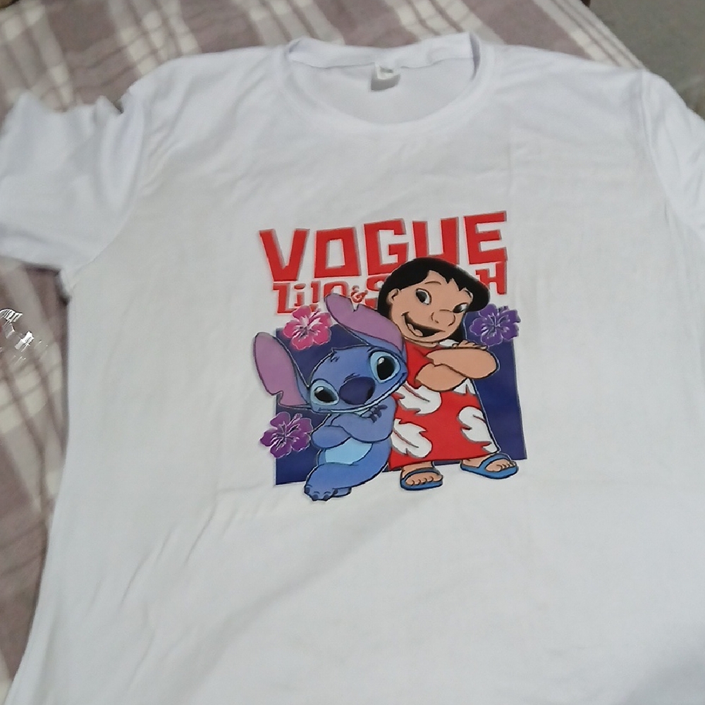 White T-Shirt with Lilo & Stitch Graphic